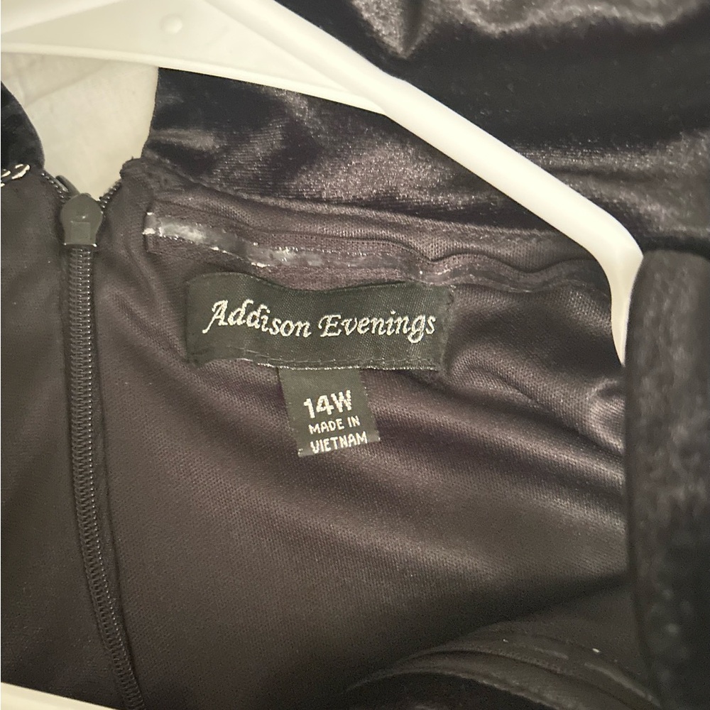 Addison Evenings Elegant Black Velvet Dress 14 W - Picture 3 of 5